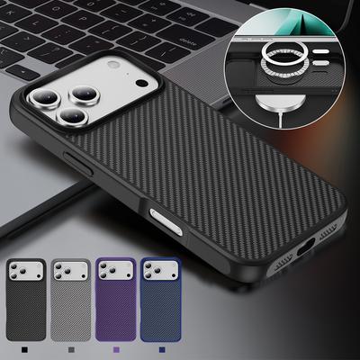 Wireless Charging Magnetic Carbon Fiber Texture Case For For Iphone 17 Air 16 15 14 Plus 13 12 Pro Max 16E For PC Hard Cover