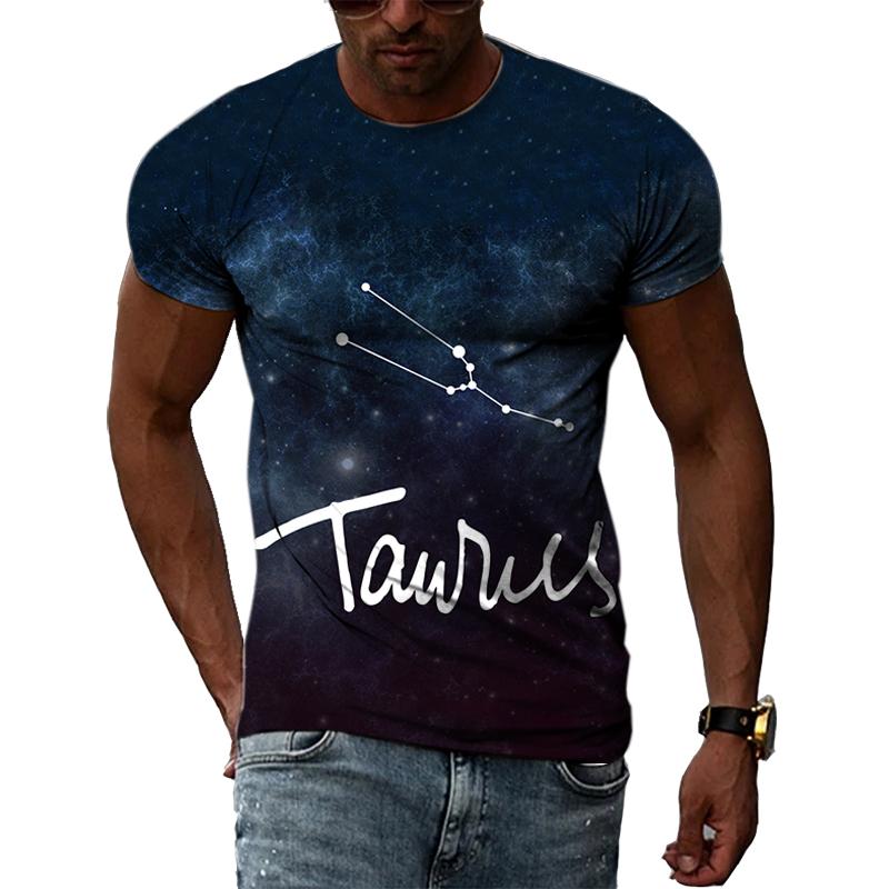 Taurus Story Domineering Fashion Original 3D Harajuku Printing Mighty Personality Men And Women Short-Sleeved Round Neck T-shirt