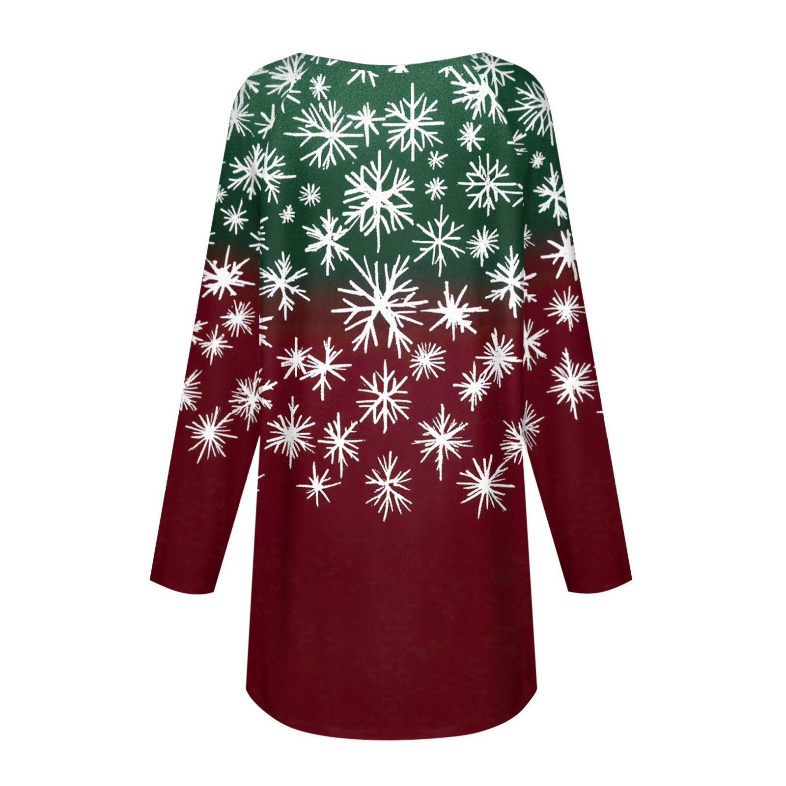 Женская повседневная футболка больших размеров с длинными рукавами и круглым принтом — фото 4