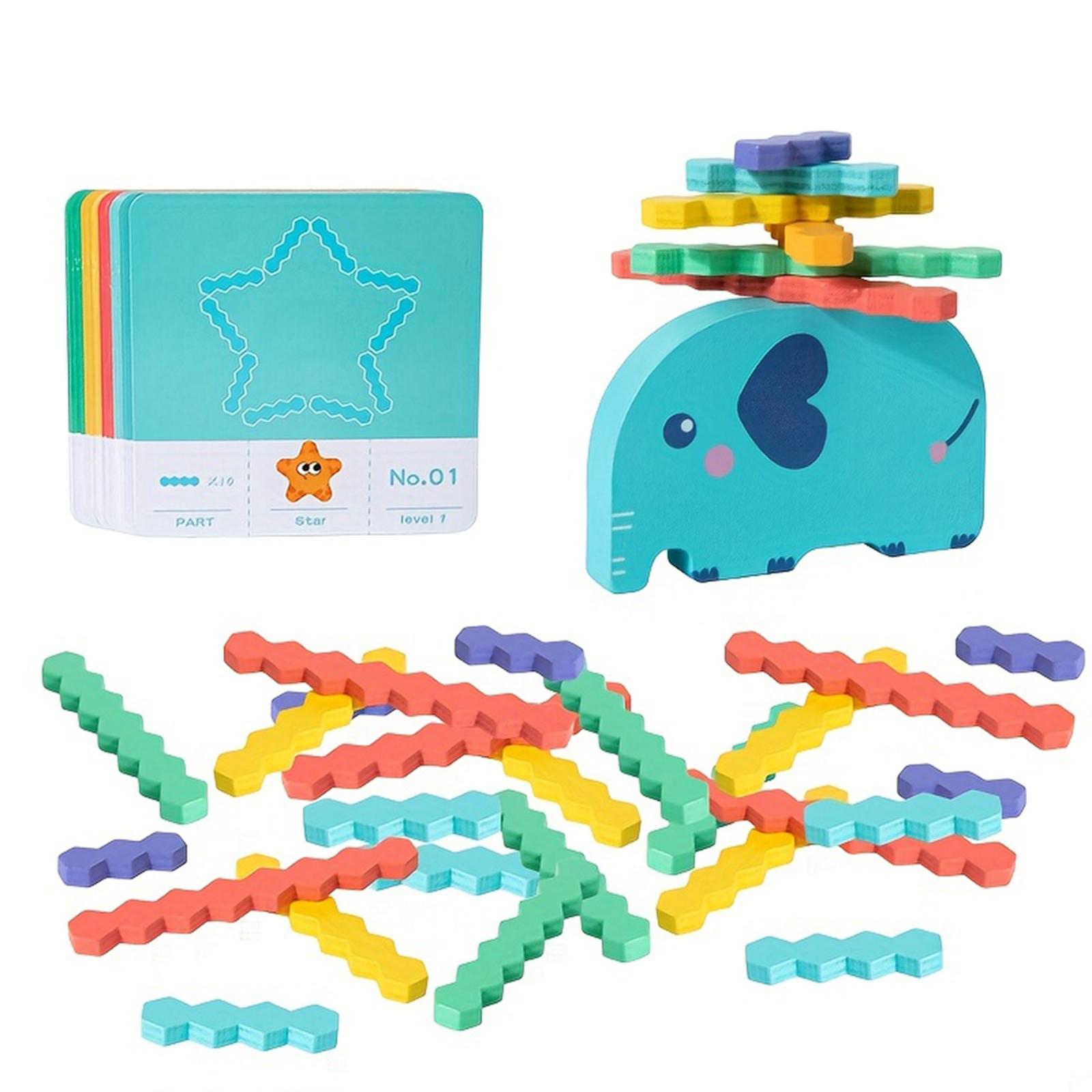 

Happy Stacking Elephants, Wooden Stacking Toys For Toddlers,Colorful Balancing Activity Toys, Improve Fine Motor Skills And Dexterity One Size