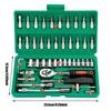46pcs Drive Socket Set 1/4 Inch Ratchet Wrench Set with Sockets Metric Hex Bit Socket Set Mechanic Tool Kits for Auto Repair House