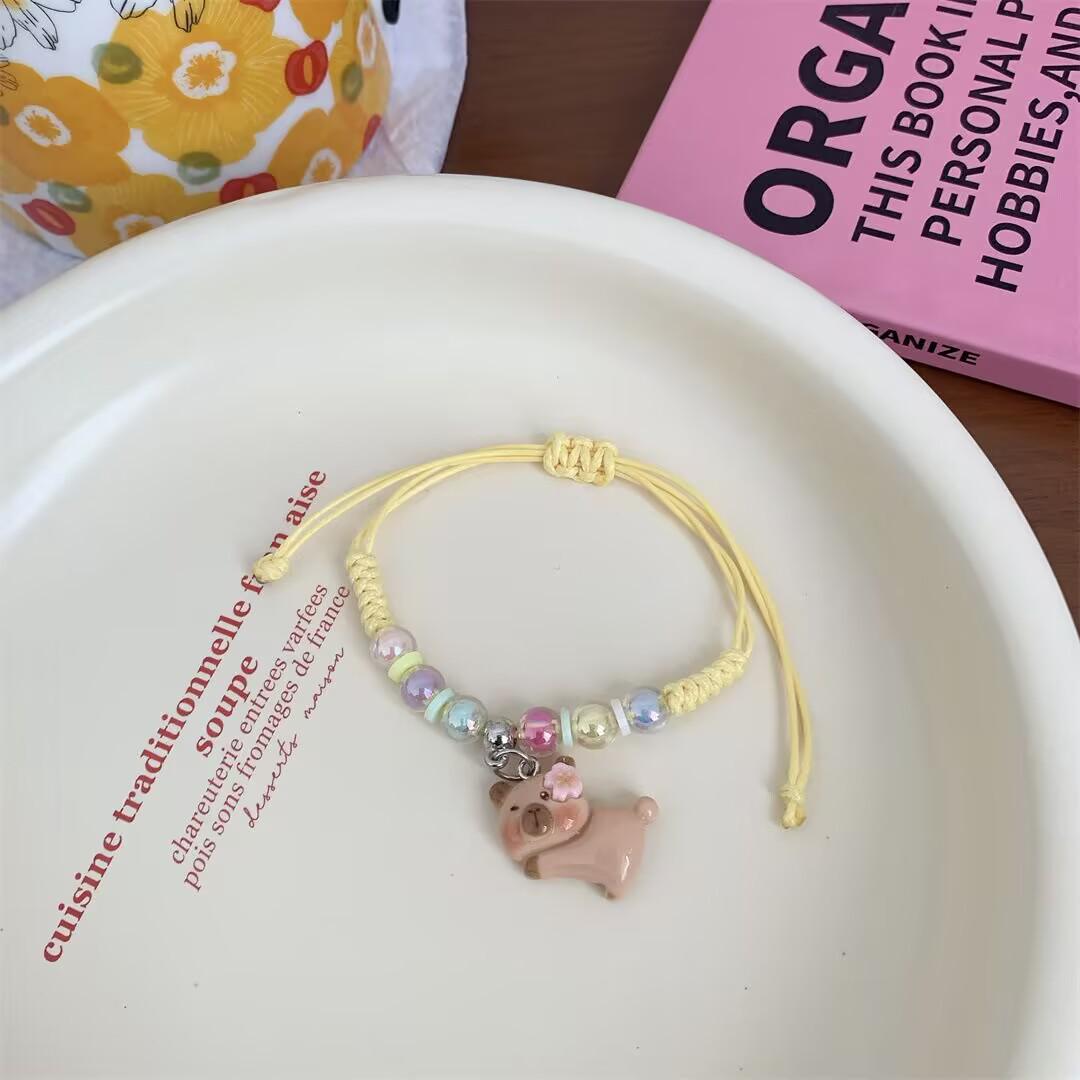 Sweet Cartoon Macaron Bracelet: Little Flower & Bear Design for Children