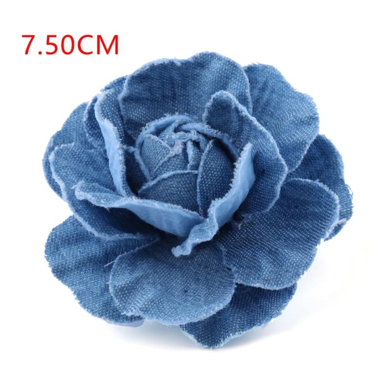 5pz Tessuto di Cotone Denim Coreano Fiori Vestiti Cappelli Decorazione Abito Fiori Accessori per Capelli Fai da Te Scrapbooking Materiali per Artigianato