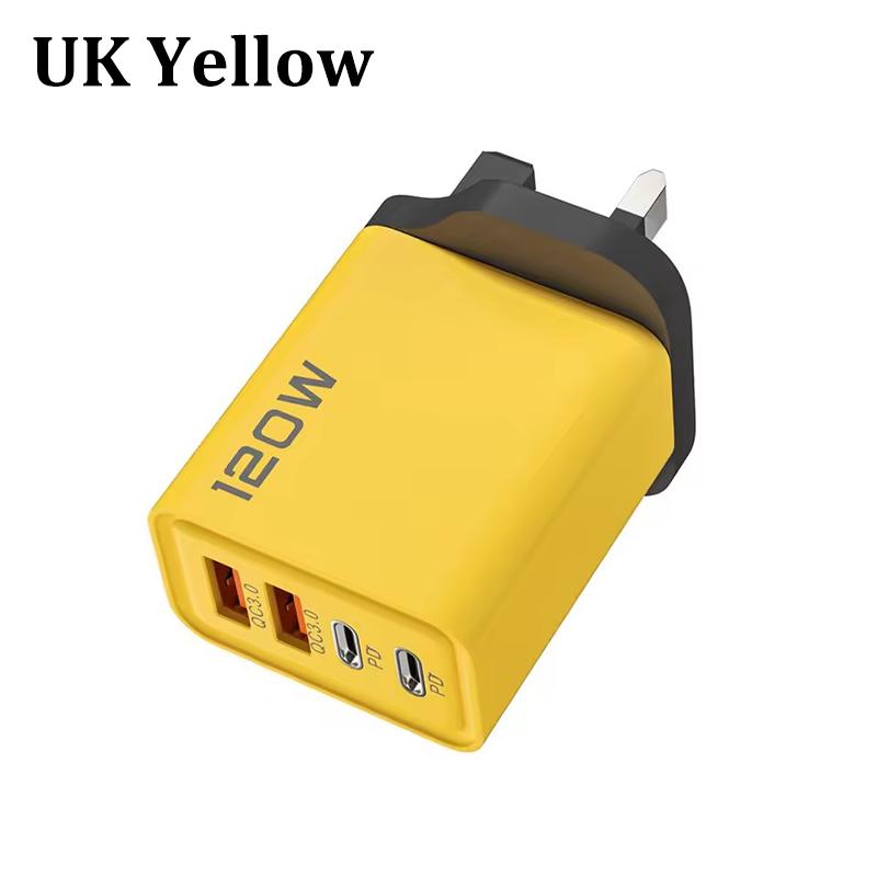 120W C PD Quick Charge 4 Ports Charger 3.0 Type C USB Phone Chargers Fast Charging Adapter For iPhone Samsung Xiaomi Huawei