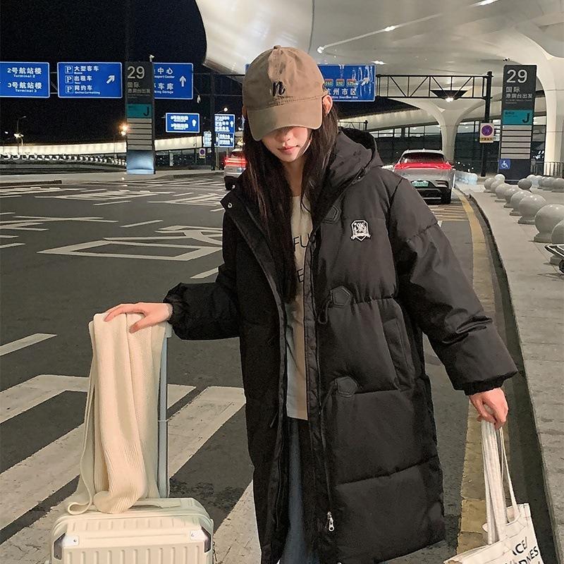 

Новая утолщенная теплая зимняя хлопковая одежда для женщин, средней длины и маленькая хлопковая одежда, оверсайз для студентов, теплые куртки, тренд XL suggestion [135-155] catties чёрный