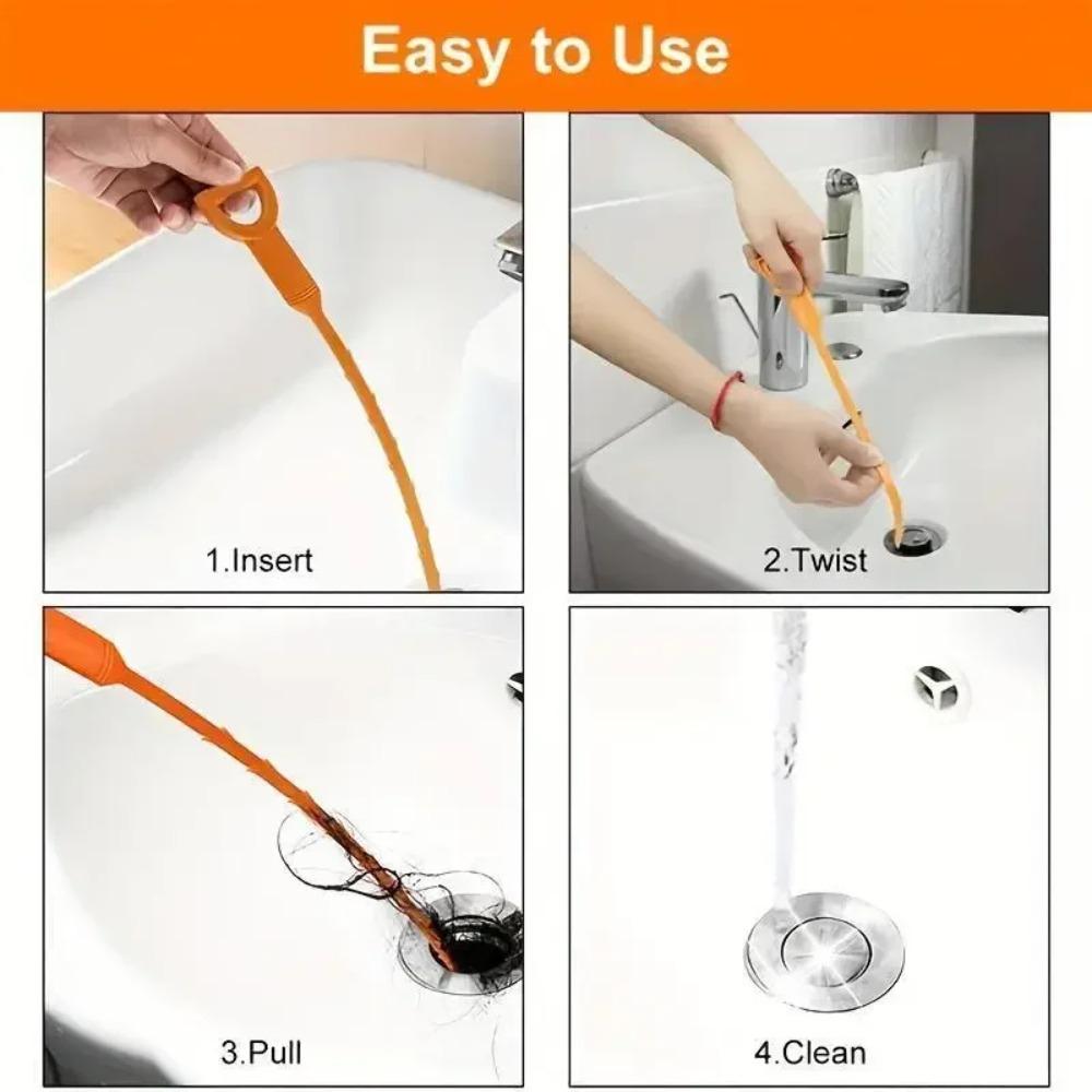 1/3/5pcs Easily Unclog Kitchen Toilet Pipes Sink Hair Remover Drain Tool Unclogger Necessary Cleaning Tool for Washbasin Water Pipes