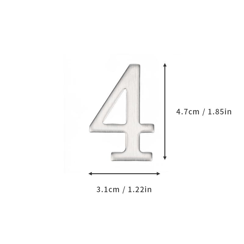 Aluminum Alloy Door Number with Backing Adhesive 5*3cm Silver House Number Apartment Door Number for Outdoor Hotel Home Mailbox