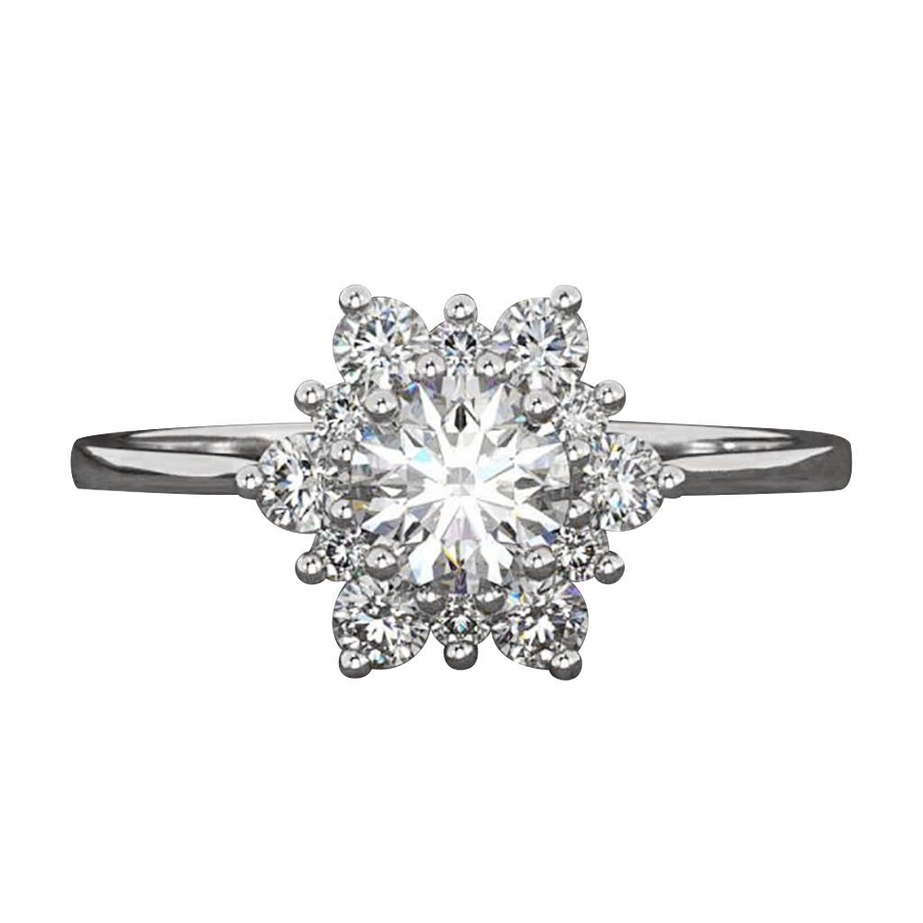 Women s Creative Diamond Snowflake Zircon Ring Band Jewelry Gift