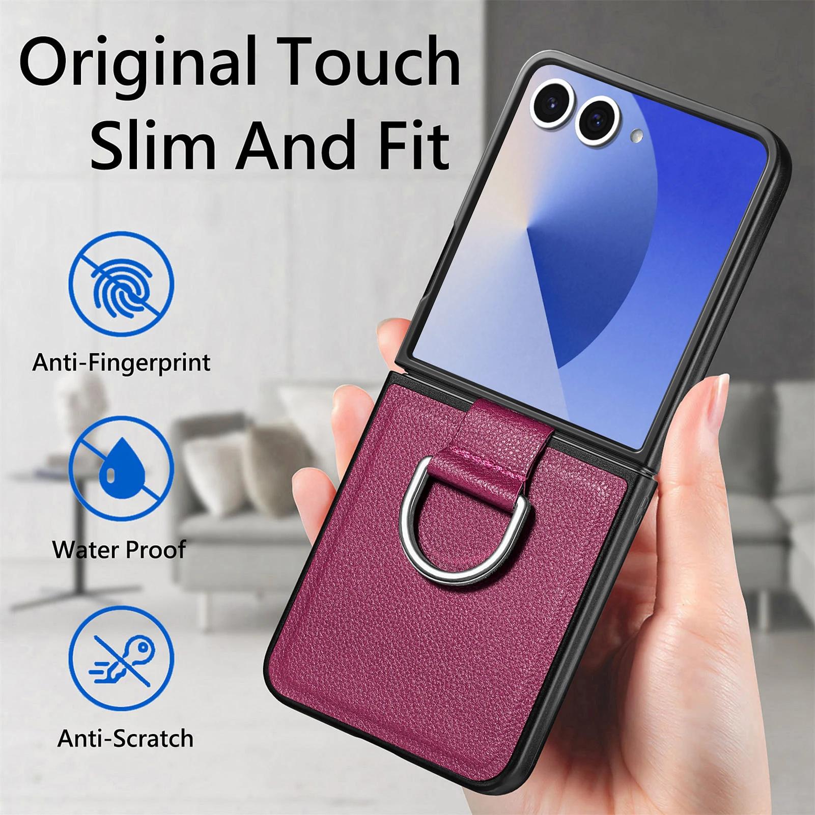 

Портативный держатель-кольцо Складной кожаный чехол-сумка для Samsung Galaxy Z Flip7 5G Flip 7 Flip6 Flip5 Flip4 Flip 6 5 4 3 2 1 Flip3 Galaxy Z Flip5 фиолетовый