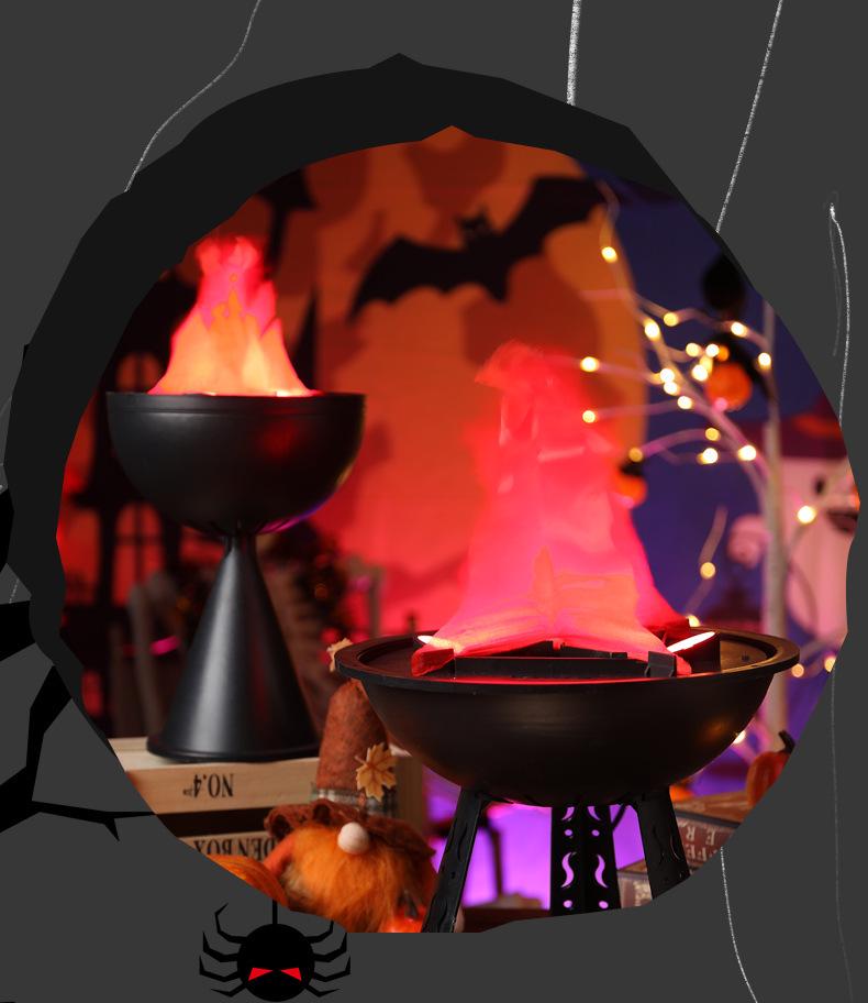 LED Halloween Flammen Feuerstelle Ornamente - Gruselige Hängedekorationen mit künstlichen Flammen für Spukhaus
