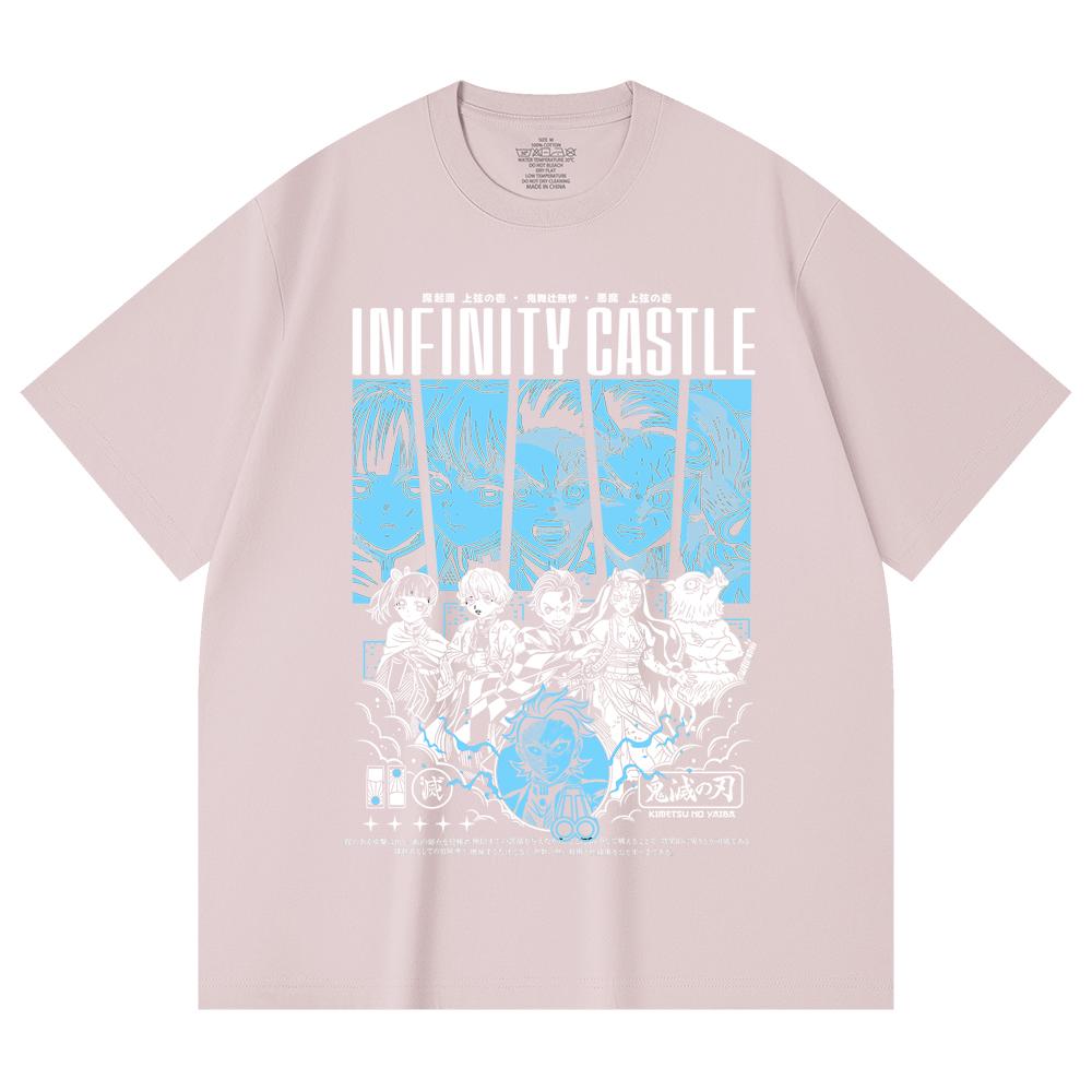 230 Gsm 100% Cotton Demon Slayer V88 Infinity Castle Print Unisex Heavy Cotton T Shirt