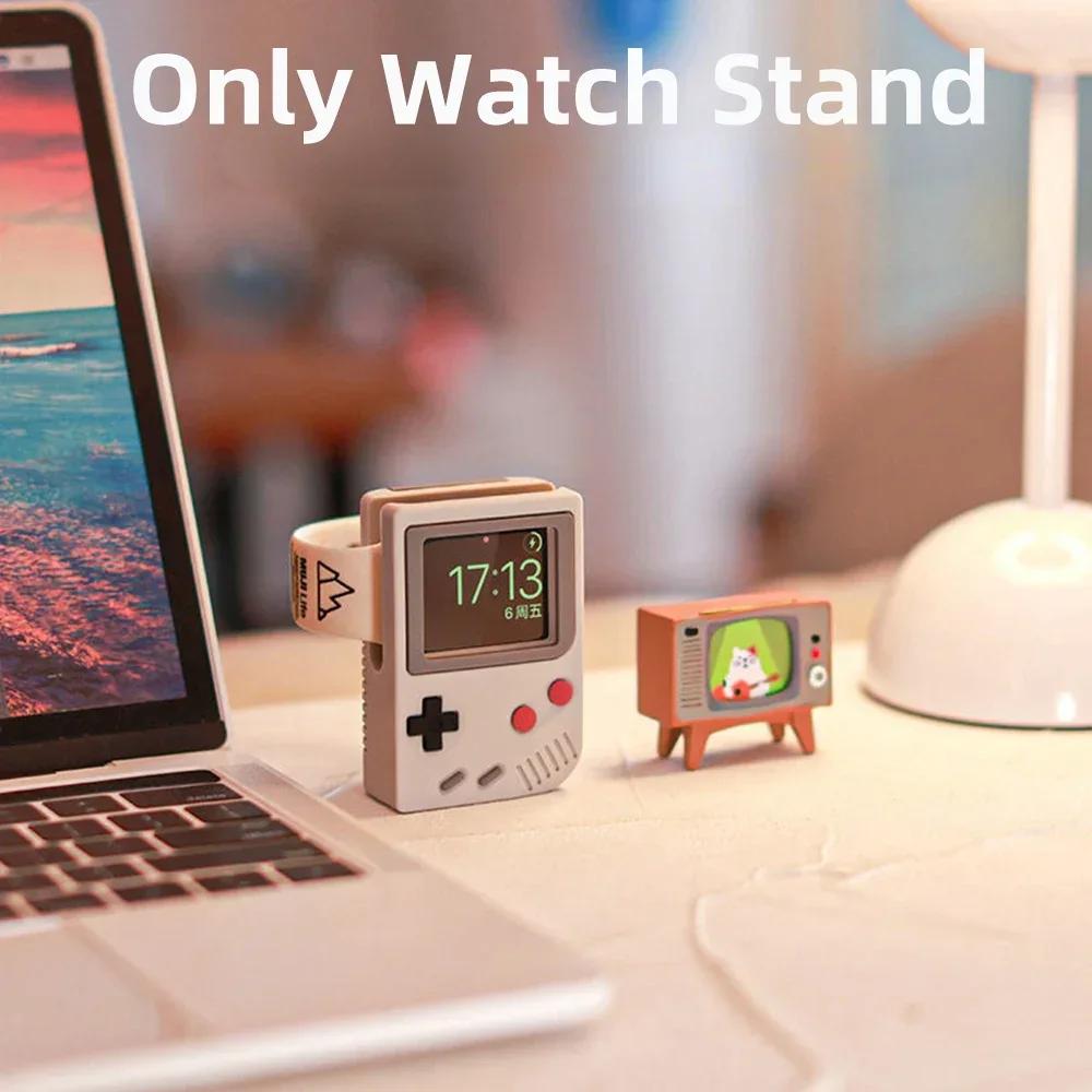 

Настольный держатель для зарядного устройства Apple Watch, подставка, зарядная база с узором в стиле ретро-компьютера для iWatch 8 7 6 5 4 3 2 SE, силиконовый док-станция