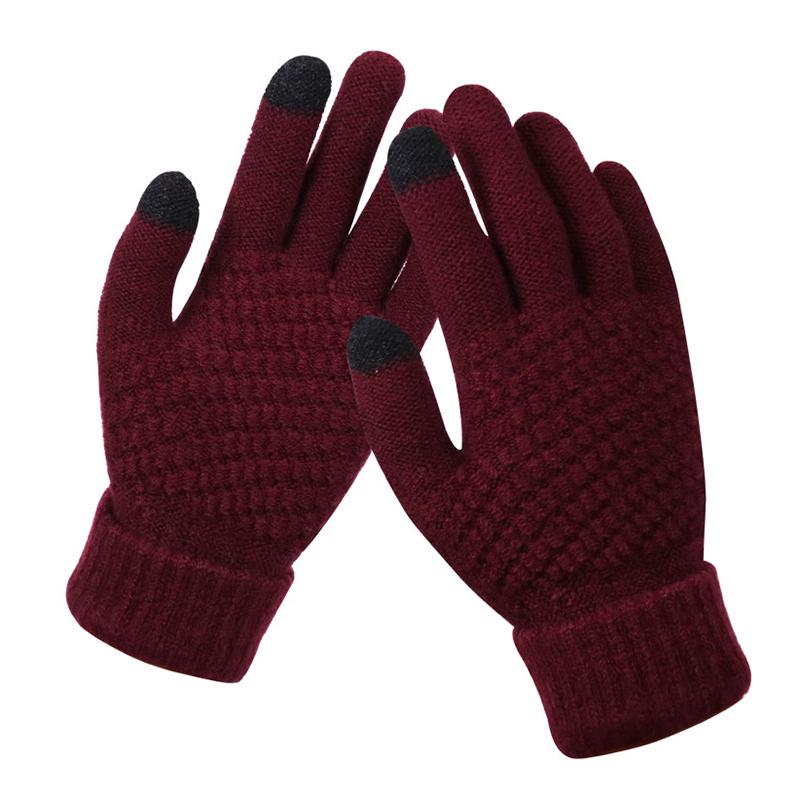 Winter Touchscreen Handschuhe Damen Herren Warm Stretch Strick Fäustlinge Imitatwolle Vollfinger Guantes Häkeln Luvas Verdicken Handschuhe
