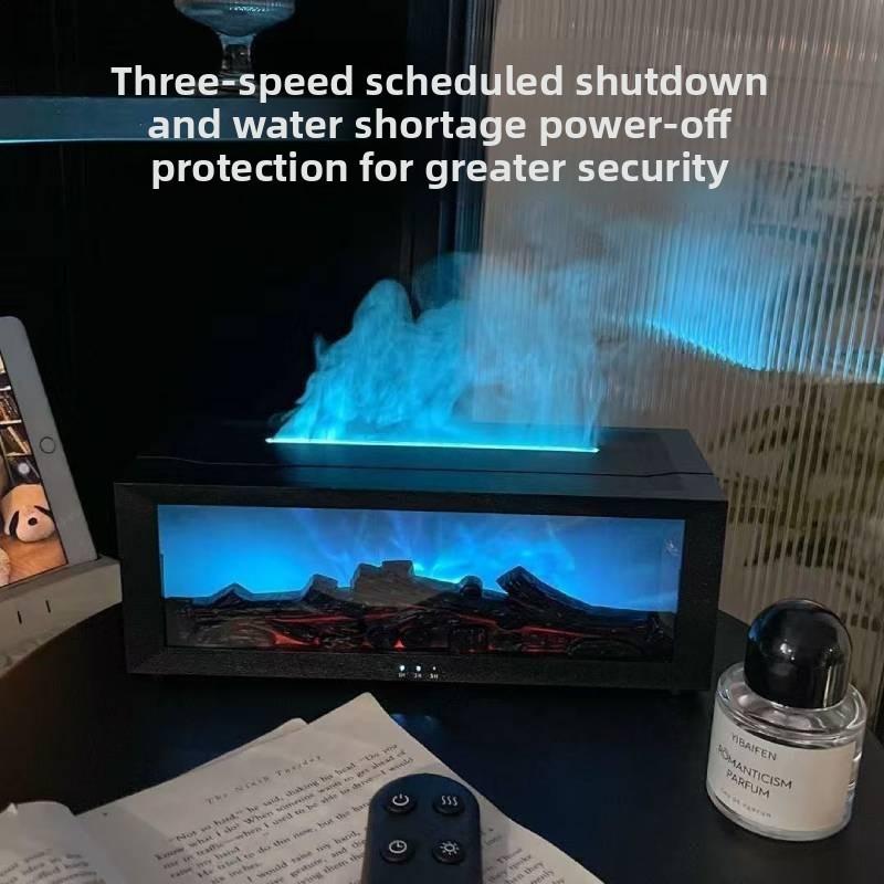 Fireplace Aroma Diffuser With 3d Flame Effect And Remote Control For Home Ambiance