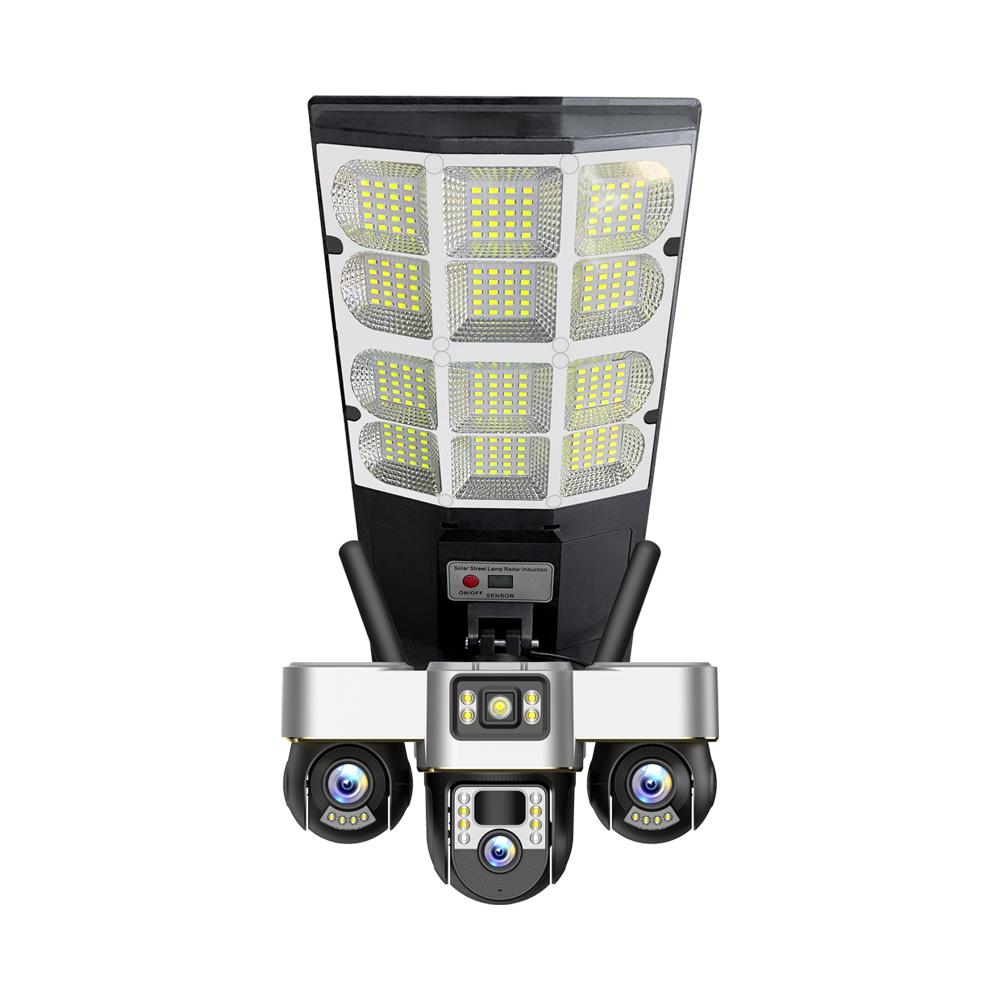 New Solar Street Light & Security Camera – Automatic Power, Smart Lighting, Three-Lens 4G WiFi Camera
