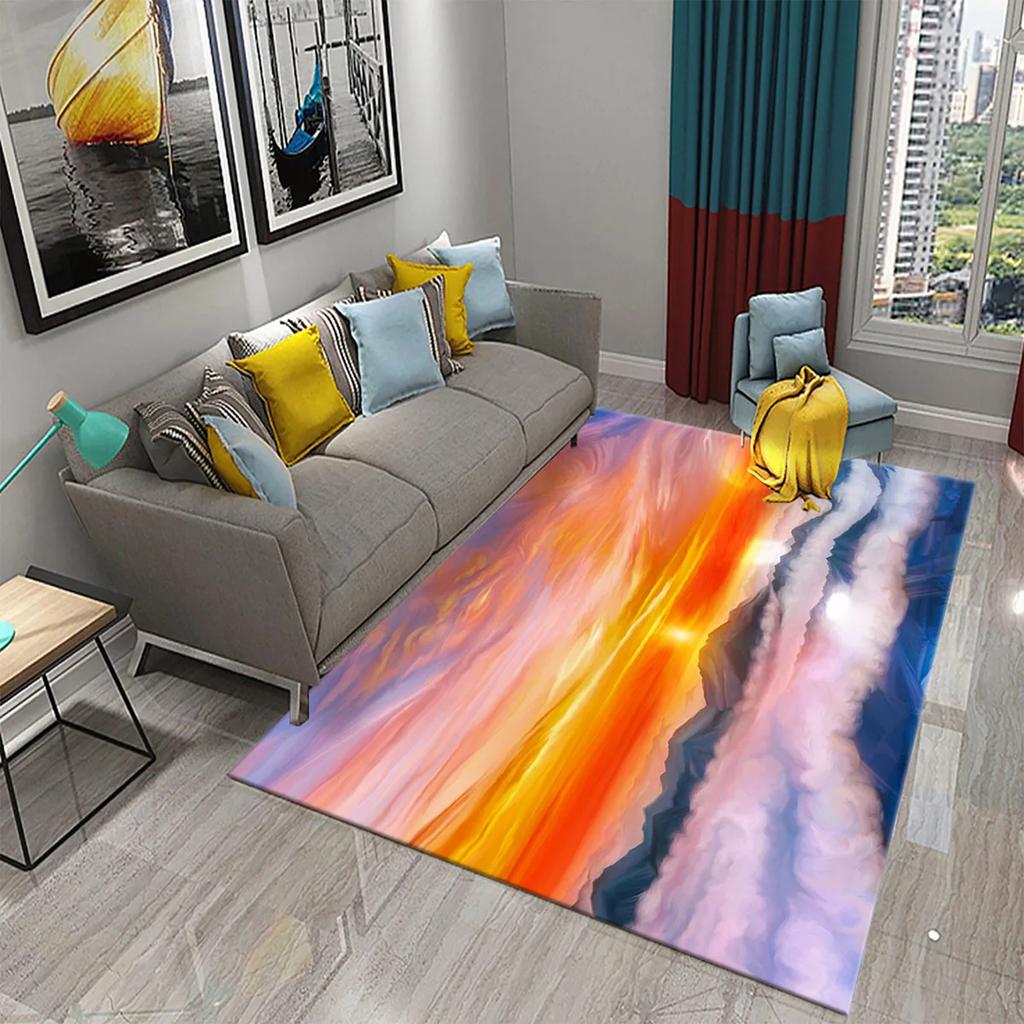 3D Colorful Cartoon Sunrise Carpet for Bathroom Entrance Non-Slip Mat Kitchen Living Room Kids Bedroom Decor Floor Carpet Rugs