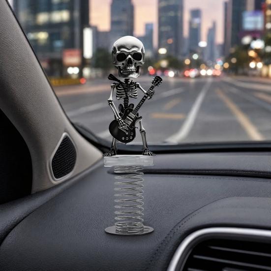Skull Spring Car Rocking Skull Figurine Acrylic Swaying Skeleton Dashboard Decor