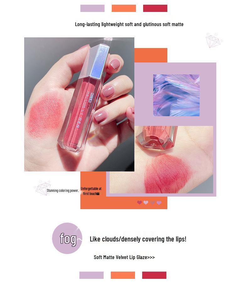Pink Diamond Velvet Matte Lip Glaze - Feuchtigkeitsspendend, Aufhellend, Erfrischend, Langanhaltend, Nicht klebrig, Budgetfreundliche Lippenfarbe.