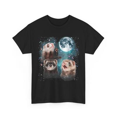 3 Ferret Moon Howling Ferret Head T-shirt , 3 Ferret Moon Howling ,meme Ferret Shirt Animal Lover , Three Ferret Moon Howling T-shirt