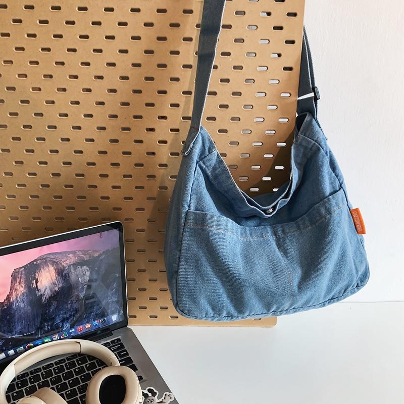 Women Denim Bag Large Capacity Strap Adjustable Crossbody Sling Bag Vintage Messenger Bag Casual Shopper Bag 2024 New