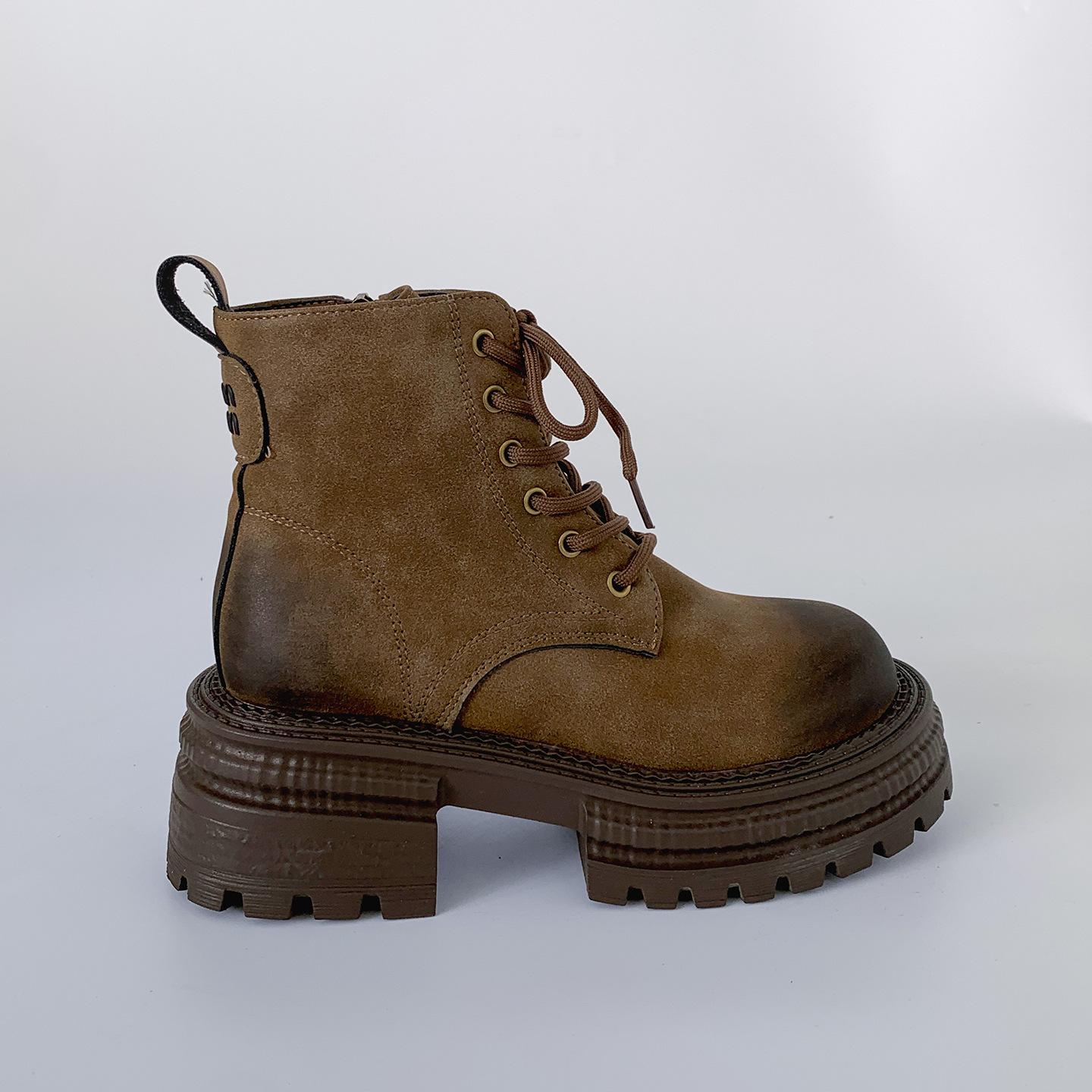 

Maillard brown retro British style platform Martin boots women s 2025 new summer leg length increase short boots 40 хаки