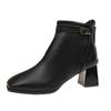 2024 New Fashion Hot Selling Versatile Square Toe Comfortable Thick Heel Back Zipper Women's Boots Fashion Boots  Zapatos