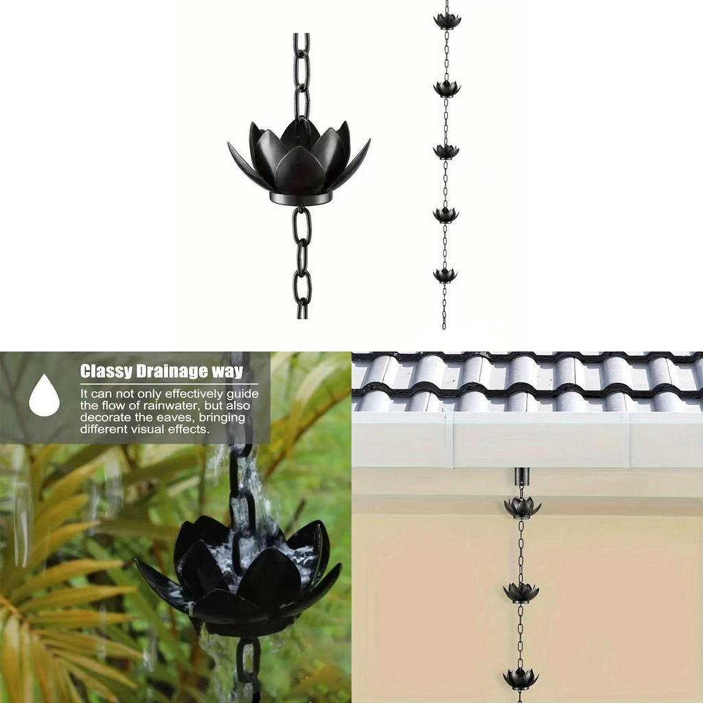 Metal Vintage Lotus Waterfall Rain Chain For Home Garden Outdoor Decor