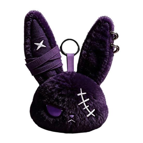 Plush Doll with Metal Hanging Loop, Dark Style Rabbit Pendant Plush Toy, Funny Expression Plush Doll, Stress Relief Collectible Toy