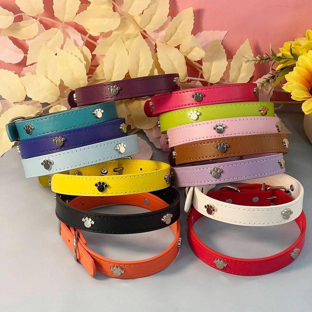 Leather No-Choke Pet Collar for Small and Medium Dogs and Cats