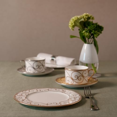 NARUMI Rondo Plate Set, 21cm, Gold and Platinum, Set of 2, Elegant and Stylish, Perfect for a Pair of Wedding Gifts, Gift Boxed, Product Number: 97351