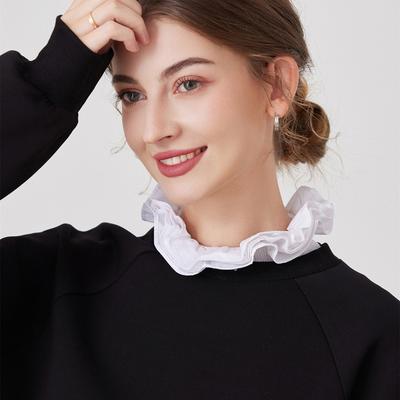 Maglia Mezza Manica con Collo Staccabile a Stand e Pieghe Decorative per Donna