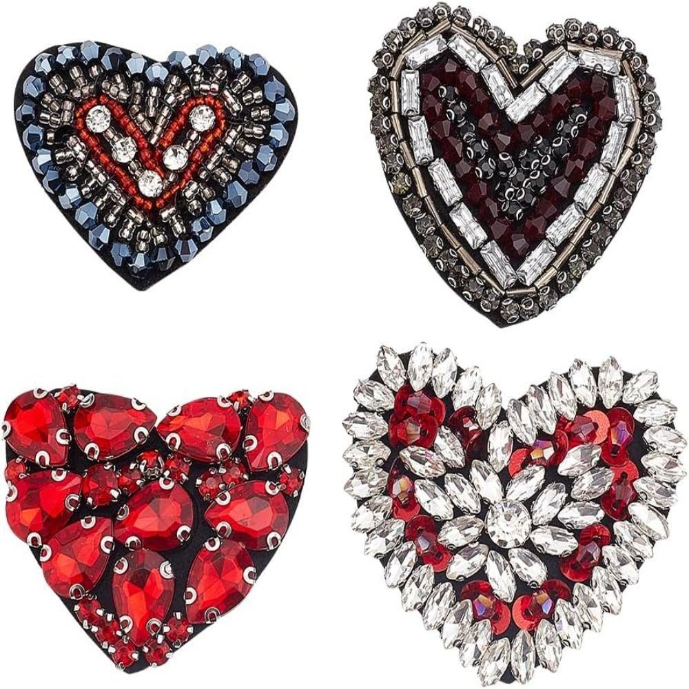 

Стразы из бисера в форме сердца из бисера 4-5,5 см декоративные нашивки для рюкзаков
