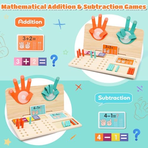 Montessori Mathe Lernspielzeug 3 in 1 Holz Zahlenrechenspiel für Kinder von 4-6 Jahren, Vorschul-Lernspielzeug Geburtstag Neujahrsgeschenk