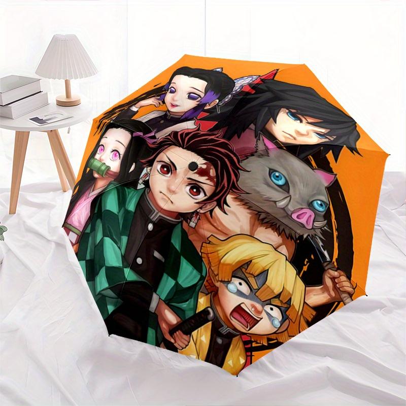 

1pc Demon Slayer Automatic 3-Fold Umbrella Design, Cute Cartoon Pattern, Portable Outdoor Umbrella, Perfect, Holiday Gift for fans.H037