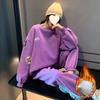 Thick-fabric Winter and Autumn Fashionable Sports Outfit for Girls, Korean-style Loose-fitting Hoodie and Casual Two-piece Set