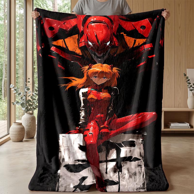 Soft Flannel Blanket Lightweight Cozy Bedroom Living Room CoverNeon Genesis Evangelion