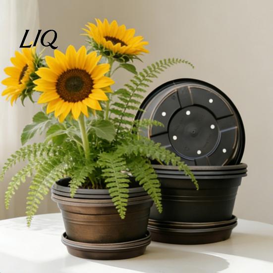 Non-slip Bulb Growing Pots Plant Pot with Saucer, 10 Inch 13 Wide Flowerpot Drainage Flower Saucer Holes, Indoor Outdoor Planter for Tulips