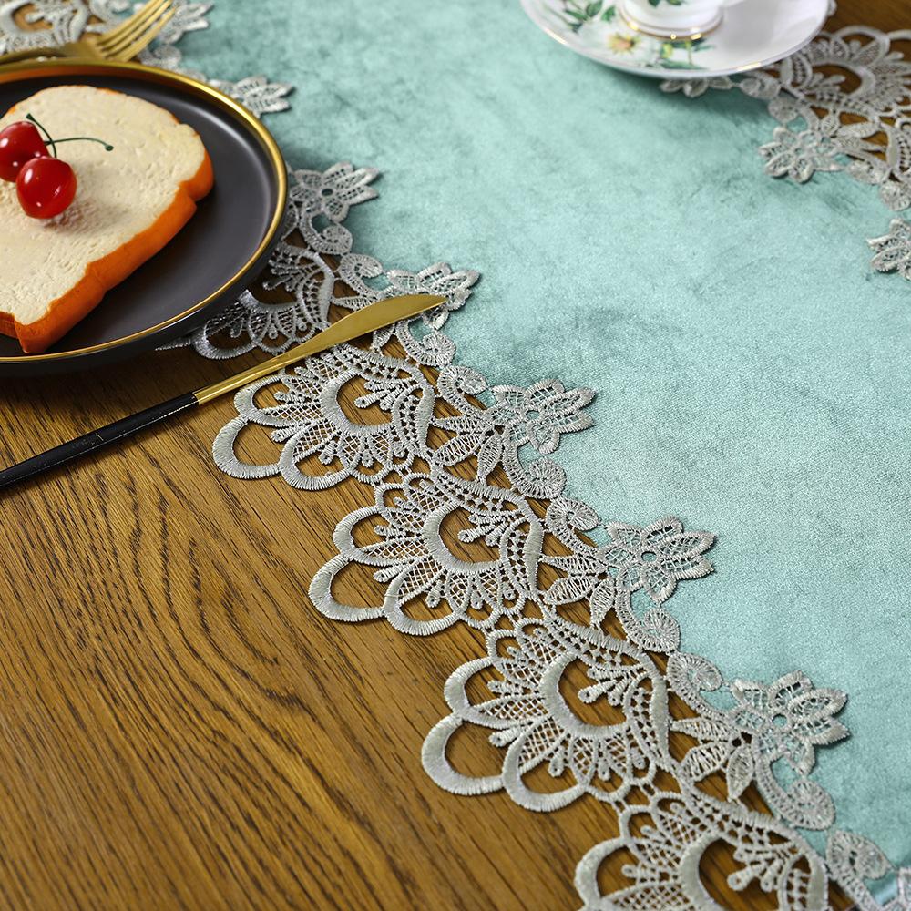 Cross Border European Cloth Embroidery Tablecloth Tea Table Towel Table Flag Table Mat Hollow Cover Tablecloth Table Runner