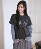 THE GREEN LAB Star Patch St Layered T-Shirt [Charcoal Gray]