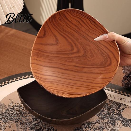Decorative Fruit Platter Vintage Wood Grain Tray Food-Grade Snack Candy Serving Plate