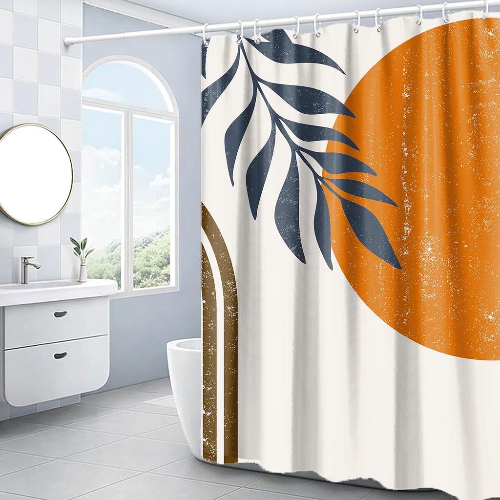Nordic Wind Abstract Art Shower Curtain Waterproof Polyester Fabric Bath Curtain Morandi Color Block Curtains For Bathroom Decor