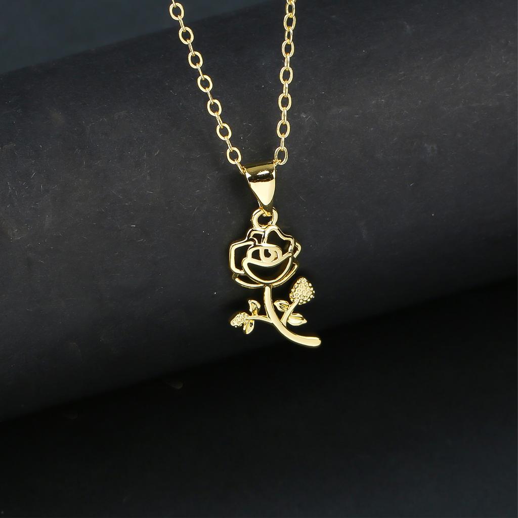 Classic Sunflower Rose Zirconia Pendant Necklace Celebrate Love, Loyalty Botanical Jewelry for Women Girl Party Summer Gift