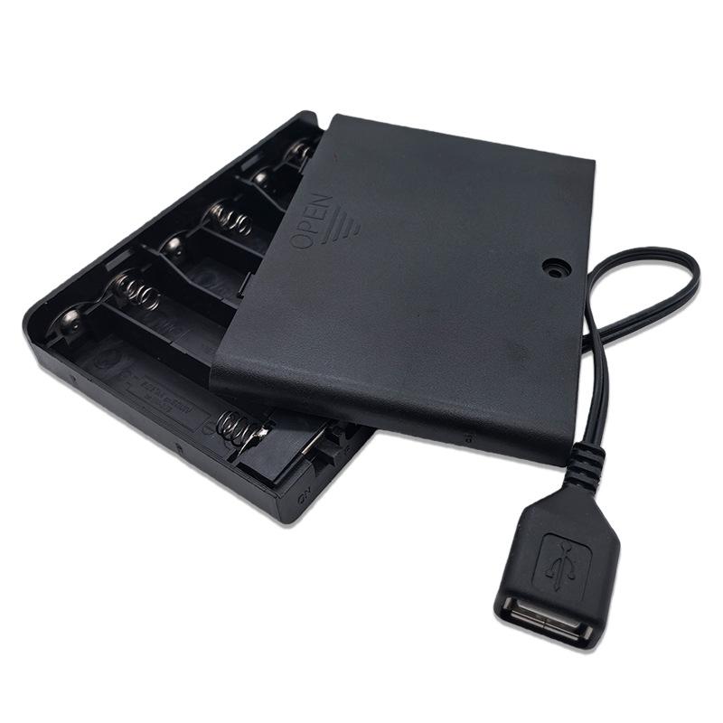 1Pcs Usb Mini Power Supply Battery Box With Cover And Switch 6 X Aa Usb Battery Box For 9V Led Strip Lights