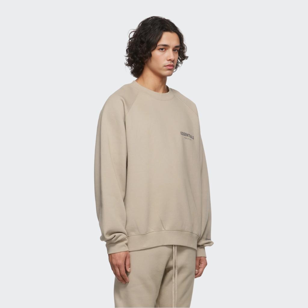 Fear of God Essentials FW21 LS Tee With Chest Logo Unisex Tops String Tan FOG-FW21-185