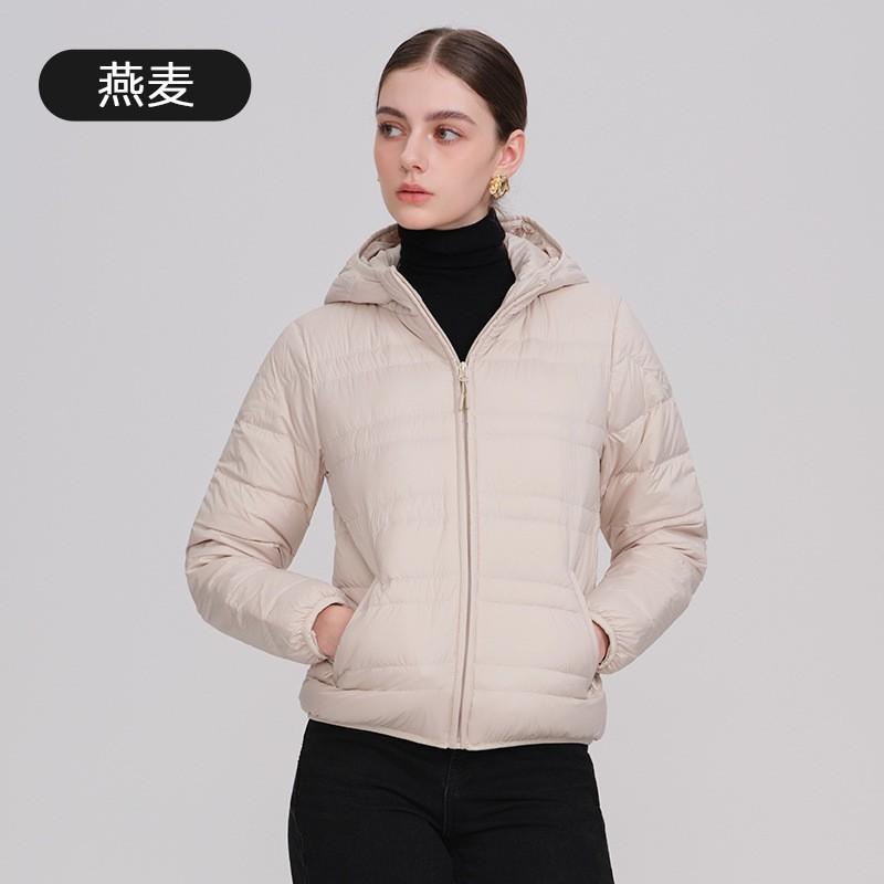 Womens Lightweight Hooded Short Down Jacket 90% White Duck Slim Fit Casual Outerwear Fall Winter 2026