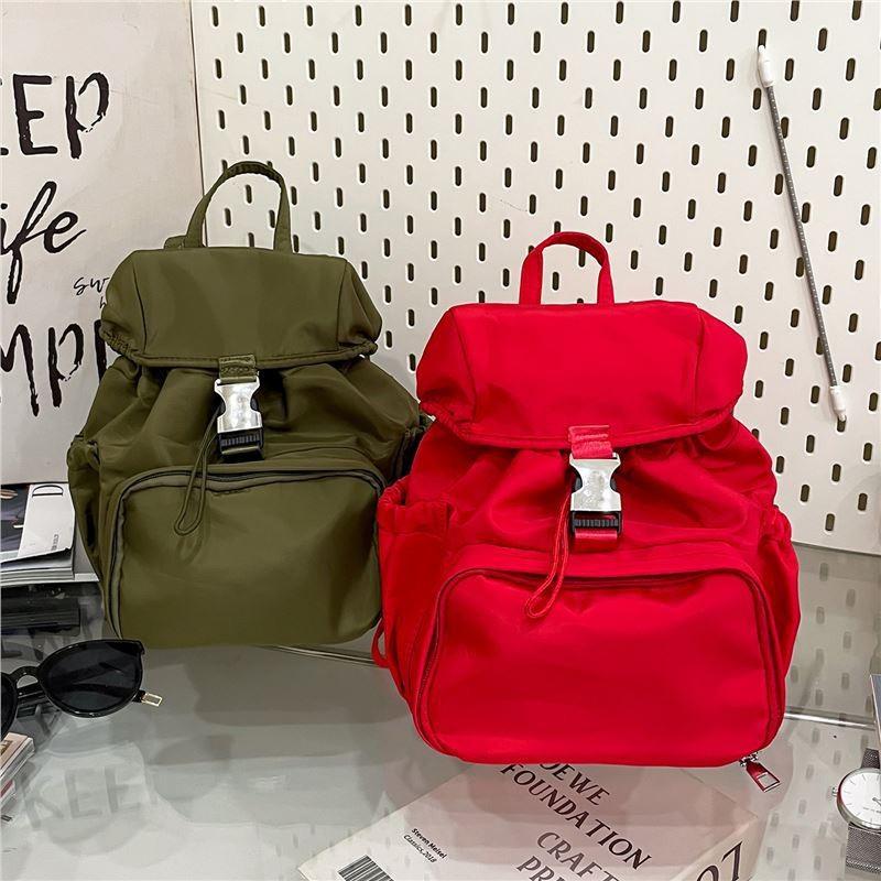 Color Solid Casual Travel Nylon Backpack Waterproof Design Teens Bag Students