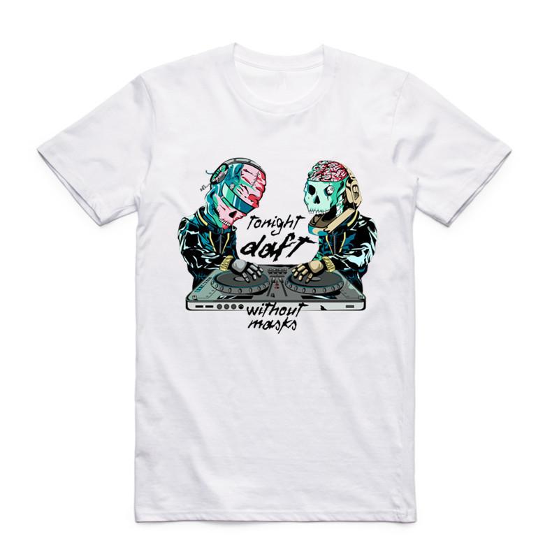 2019 Daft Punk Herren Damen T-Shirt Sommer Kurzarm Französische Musikband Punk T-Shirts Herren Lässig Streetwear Weiße Oberteile Tees