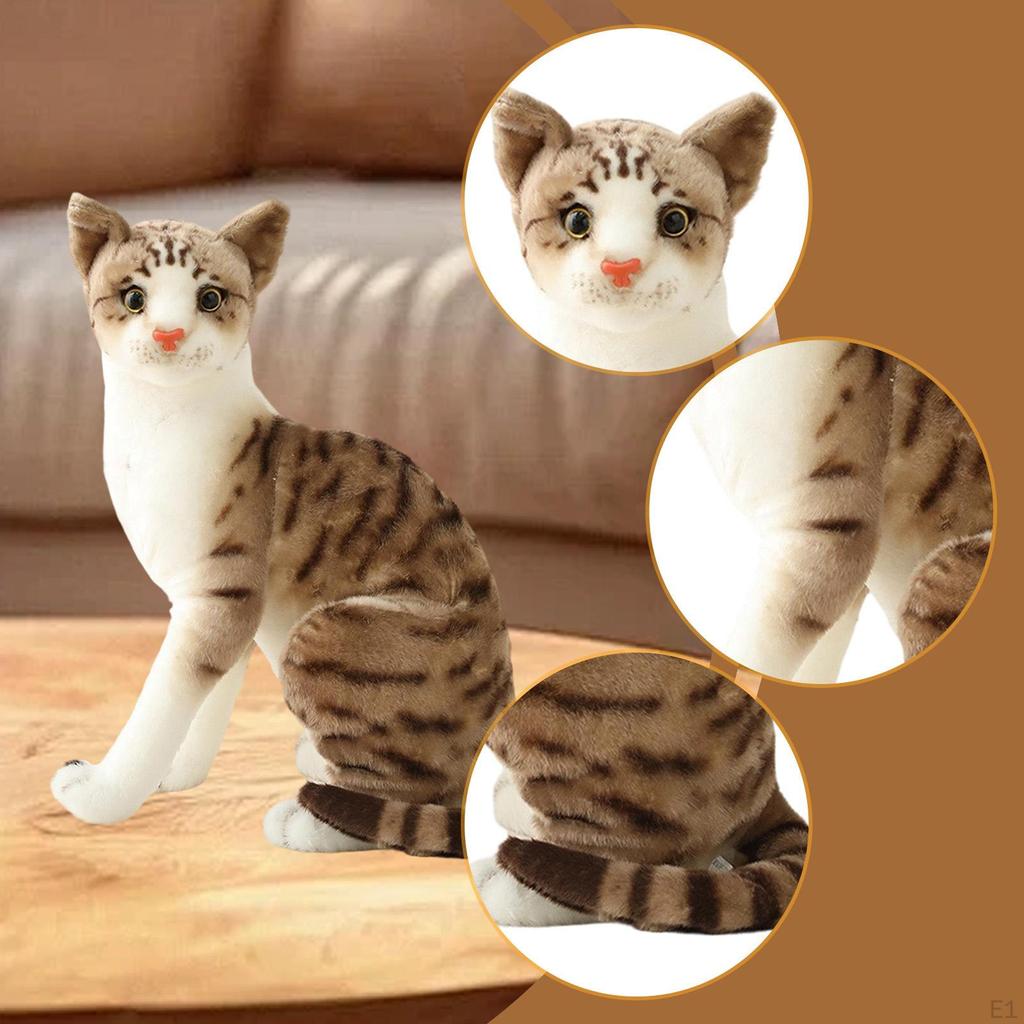 Cat Toy Stuffed Animal Decoration Figures Comfortable Simulation Kitten Lovely for Teens Bedroom