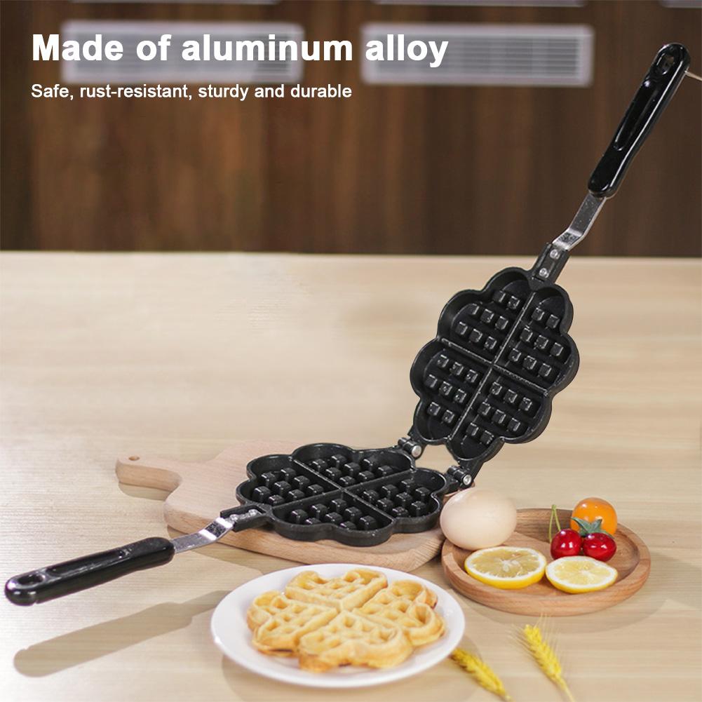 Antihaftbeschichtetes Mini-Waffeleisen aus Aluminiumlegierung für köstliche herzförmige Waffeln, Pfannkuchen und Eierkuchen zu Hause