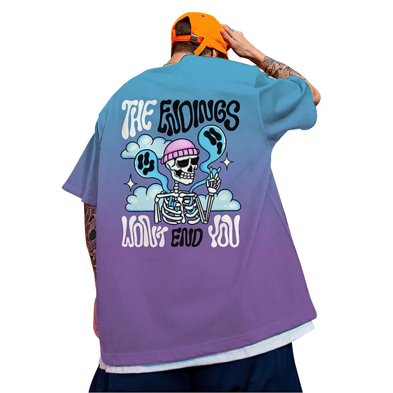 

Негабаритная футболка с короткими рукавами, футболка с принтом черепа, корейский топ в стиле хип-хоп, модная мужская футболка, летняя сетчатая повседневная мужская одежда XL